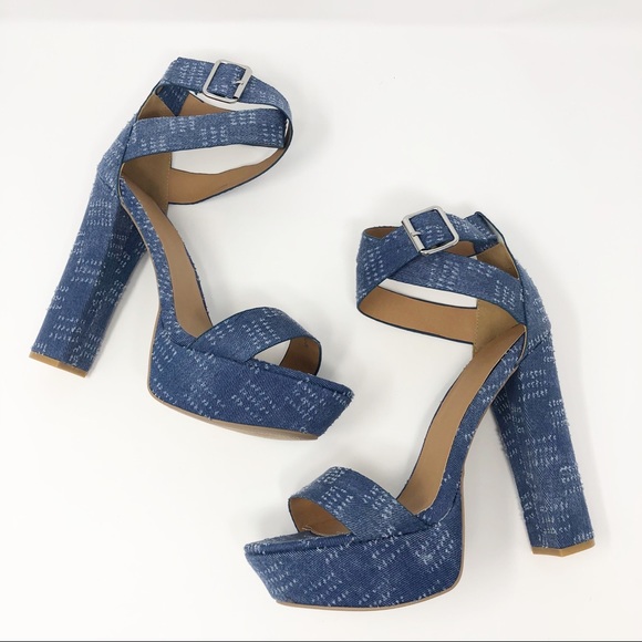 denim platform heels